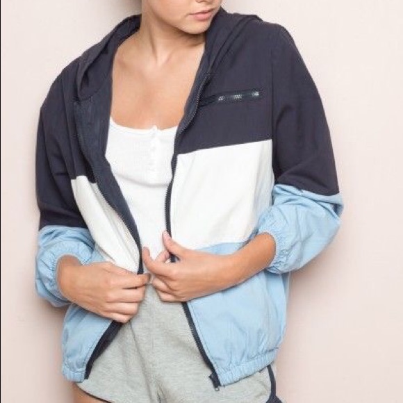 Brandy Melville Jackets & Blazers - NWOT Blue stripes Windbreaker